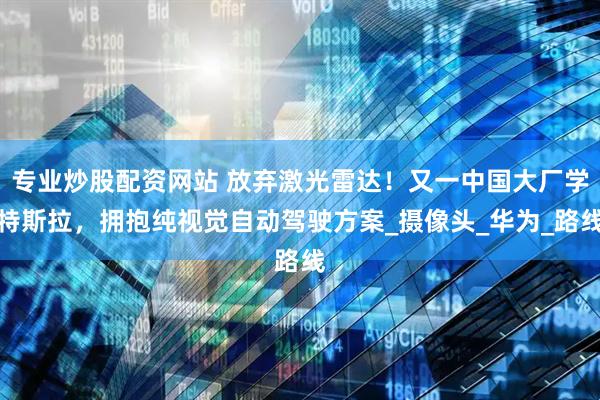 专业炒股配资网站 放弃激光雷达！又一中国大厂学特斯拉，拥抱纯视觉自动驾驶方案_摄像头_华为_路线